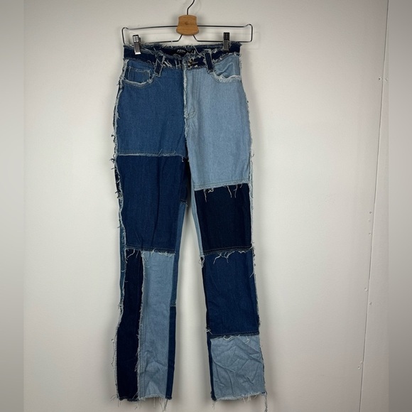 Jaded Jeans London Raw Edge Patchwork Boyfriend Fit Denim Jeans, Size 24 - Picture 1 of 9
